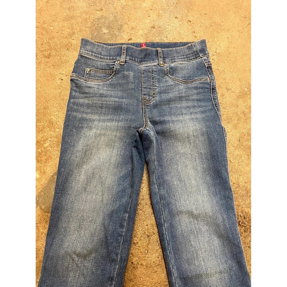 Spanx Jeans Womens Small Blue Denim Cotton Stretch Pull on Mid Rise Straight Leg - Picture 4 of 16
